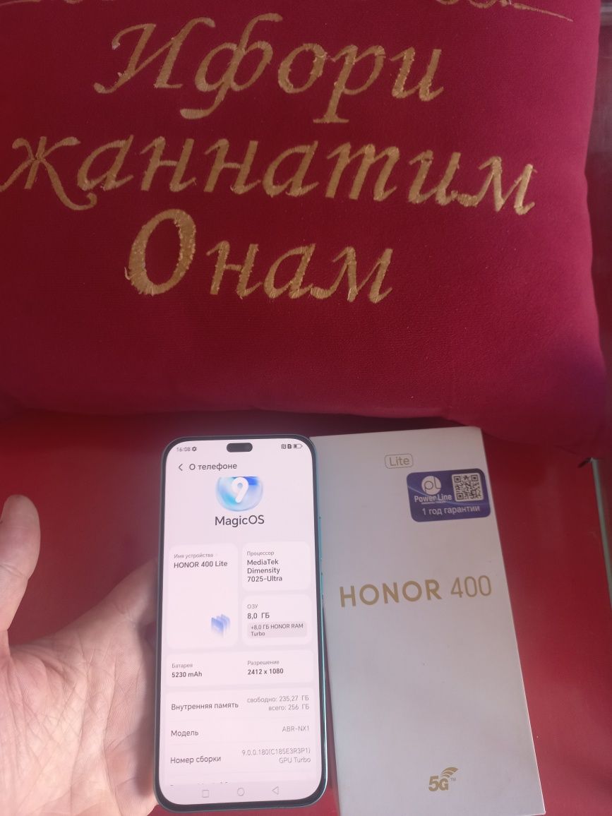 HONOR 400 Lite 8/256GB  20 kun ishlatilgan paket