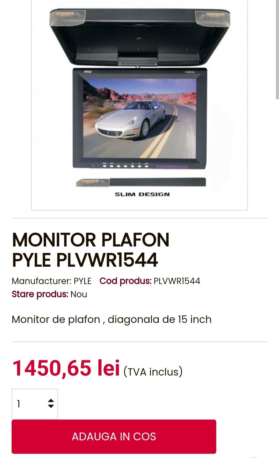 Monitor auto TV LCD plafon plafoniera microbuz autocar autobuz tavan