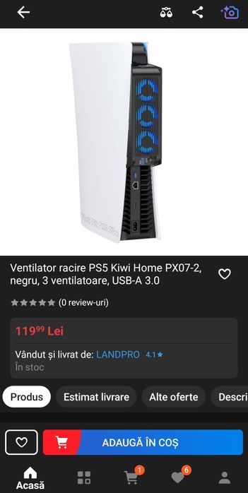 Ventilator răcire PS5 Disc Digital  Kiwihome
