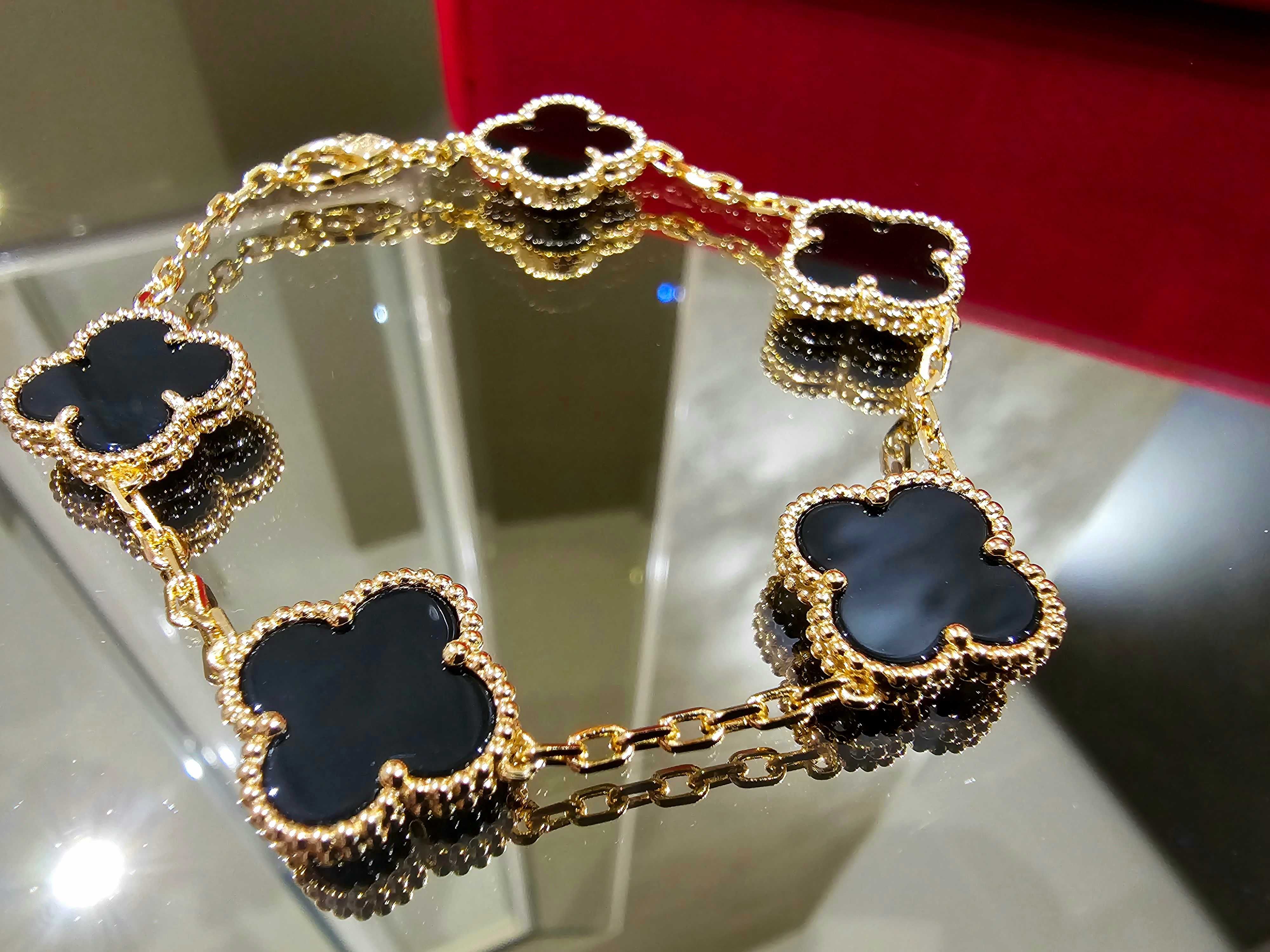 Van Cleef & Arpels VCA Rose Black 5 Vintage Alhambra Дамска Гривна