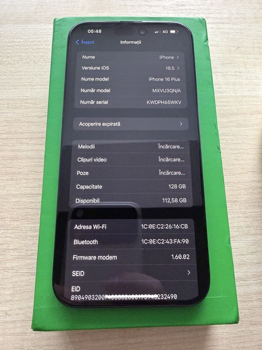 Vand iphone 16 plus 128gb