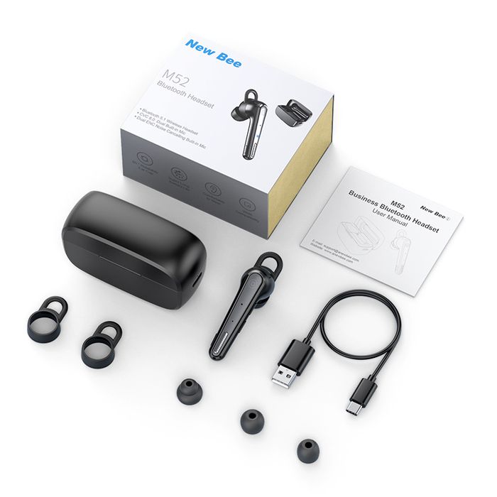 Casca bluetooth 5.1 New Bee M52 Multipoint, 7.2 grame, Neagra