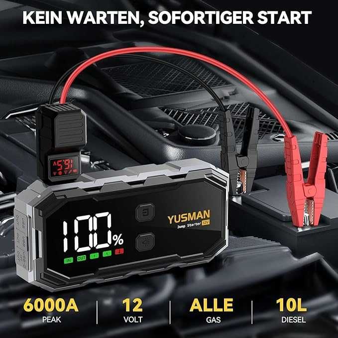 YUSMAN Starter extern pentru mașini | Încărcător de baterie de 6000A
