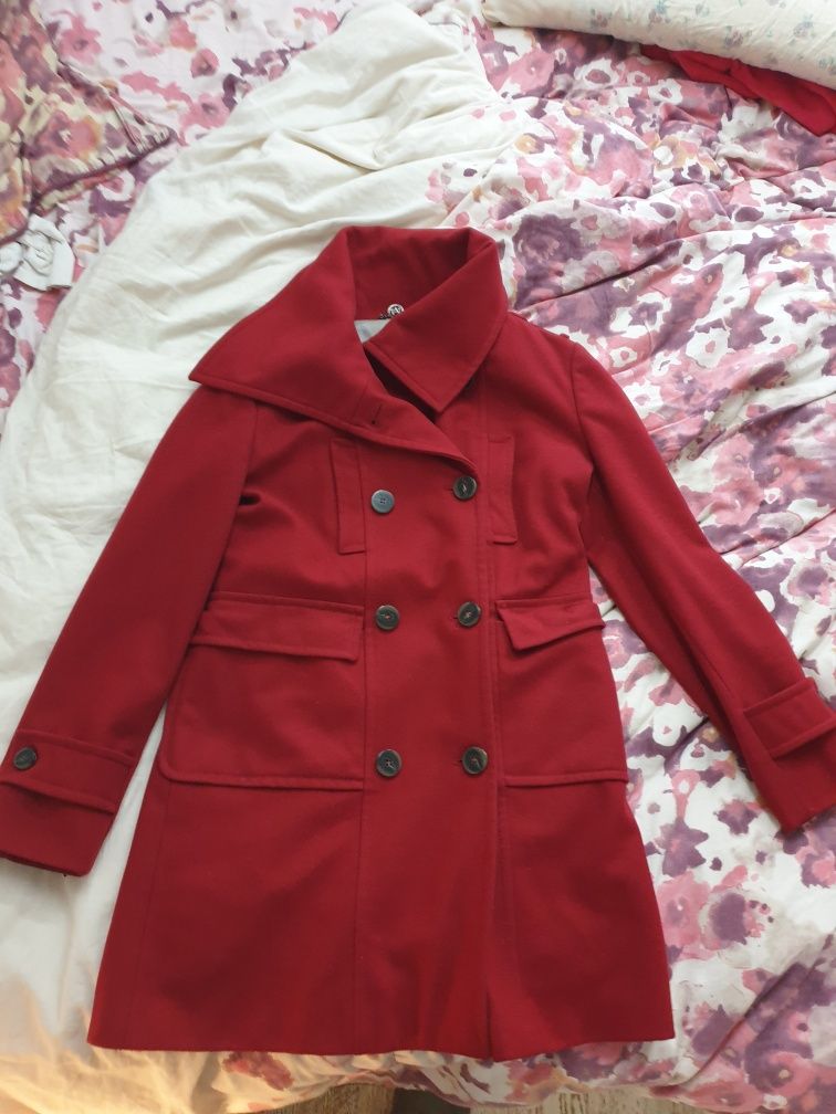 Haina palton dama rosu din lana marime M 38 - livrare gratuita