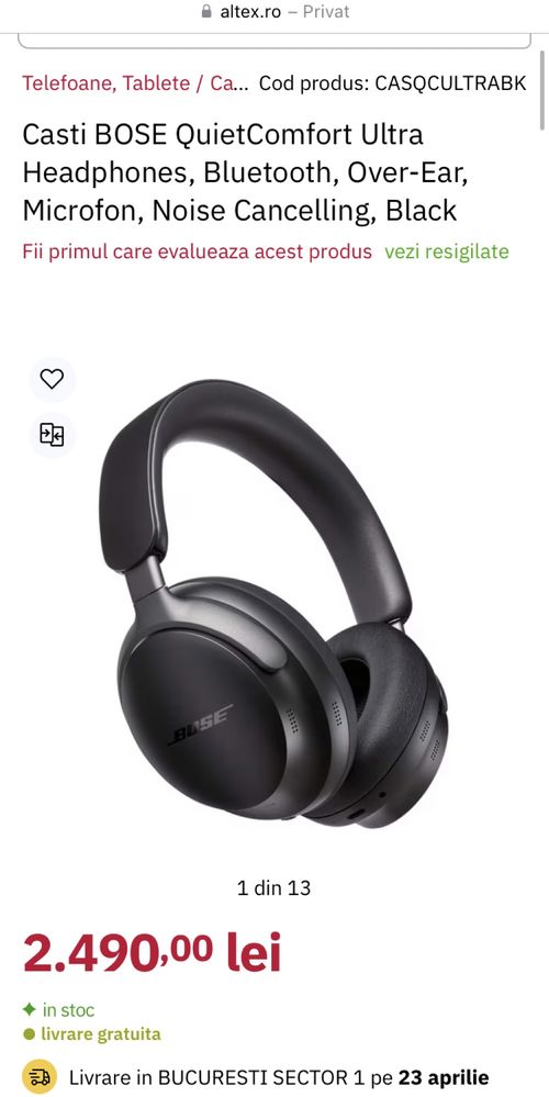 Casti Bose Quietconfort Ultra headphones,produs sigilat