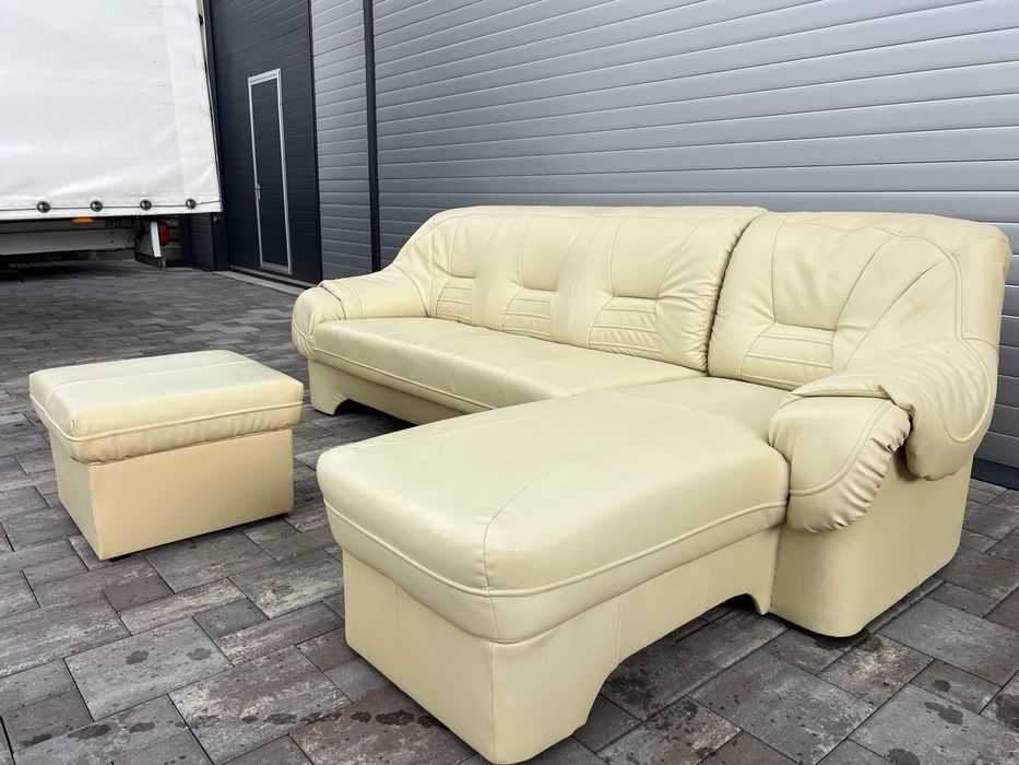Coltar Living ~ Sufragerie Piele Naturala + Taburet