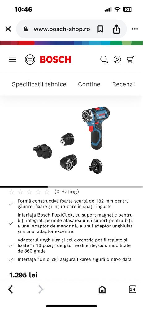 Filetanta Bosch GSR 12V -15 FC cu 2 ac.si inc-Sigilata