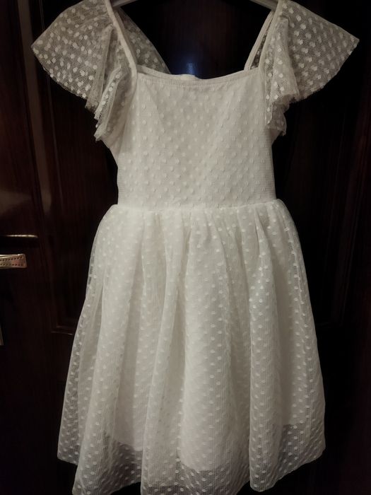 Ефирна бяла рокля 7-8г