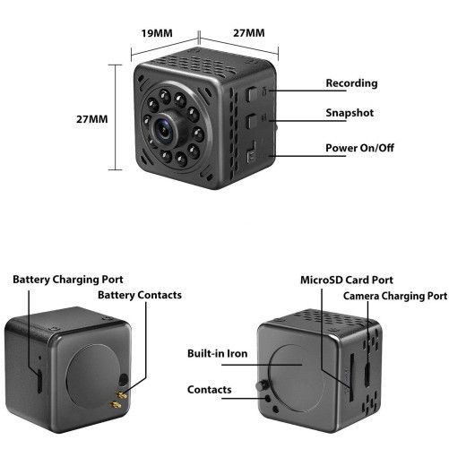 Mini Camera Spion iUni IP34, Wireless, Full HDme, Night Vision