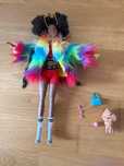 Papusa Barbie, Extra Style, Rainbow Coat, 30 cm