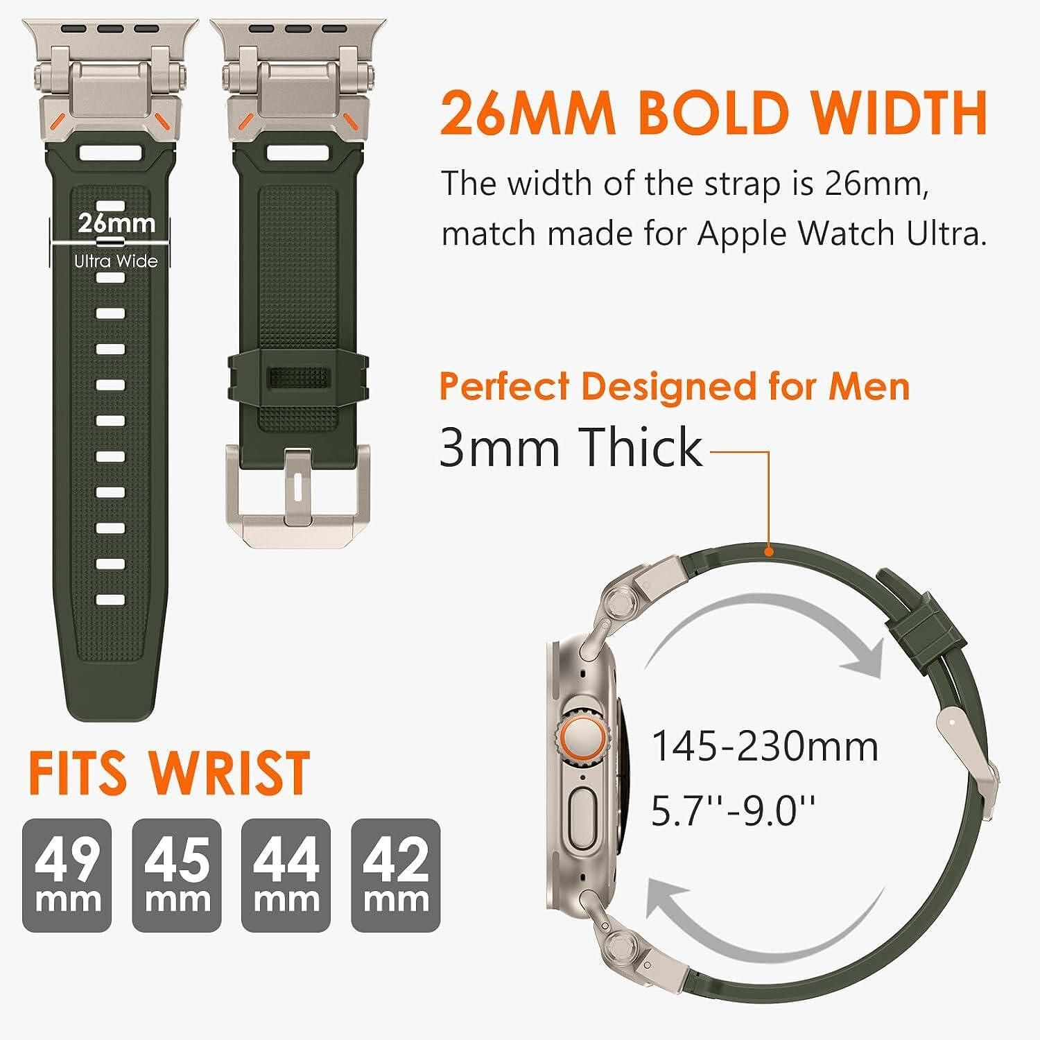 Tech-protect delta pro каишка за apple watch ultra 1/2 - green/titaniu