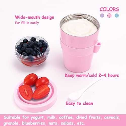 Нова Изолирана чаша за кисело мляко плодове с капак/неръждаема стомана