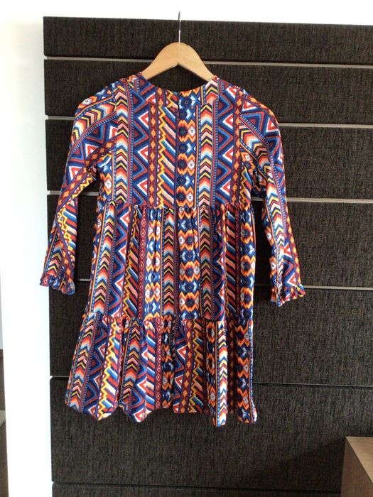 Rochie model grafic multicolora pentru fetita 10-11 ani