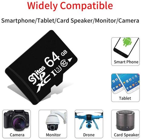 Високоскоростна 4К карта памет 64 GB Клас 10+U3. Камери, фотоапарати