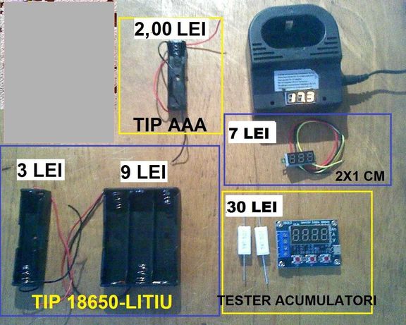 Testere pentru acumulatori , mini voltmetre si carcase 18650 NOI