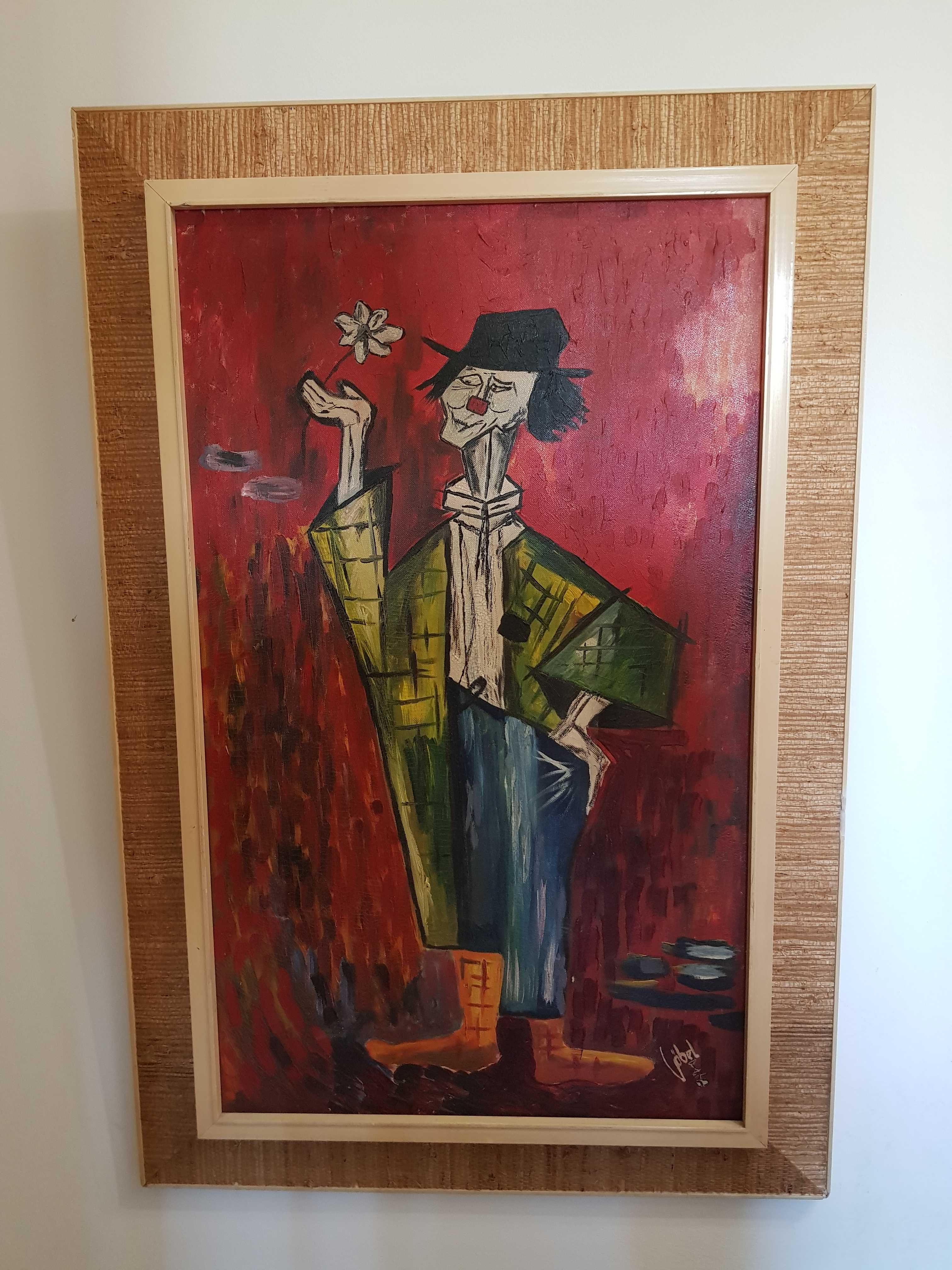 Стара картина на клоун, масло/платно,1965година ,подписана