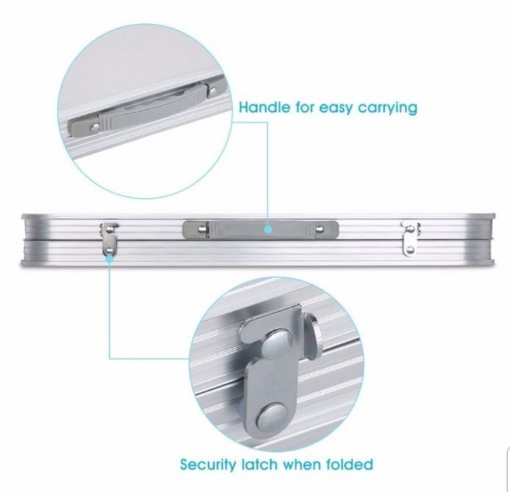Masa pliabila MDF camping tip valiza 120 x 60 x 70 alb/maro