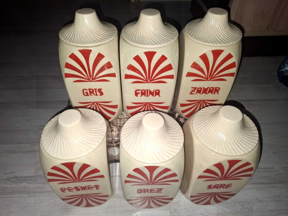 Set 6 recipiente depozitare condimente ceramică