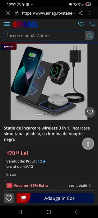 Vand statie de incarcare wirless 3 in 1