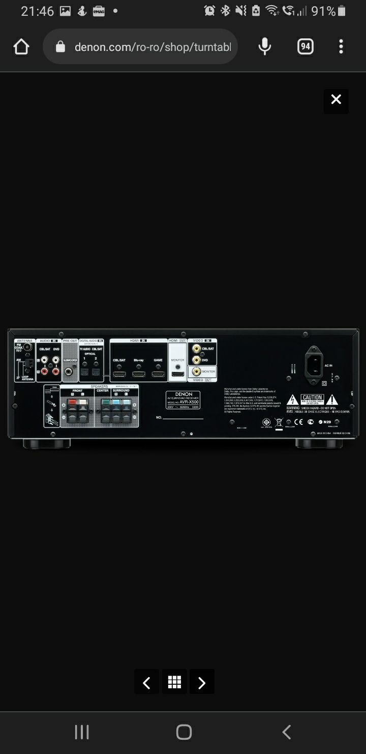 Denon AVR X500 5 canale 375 wati reali