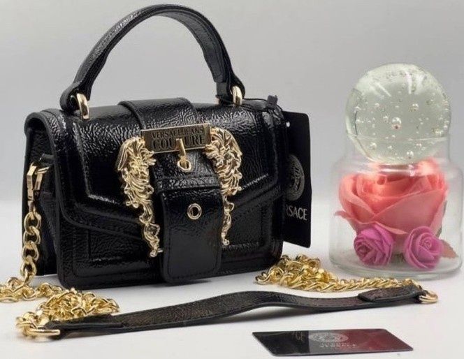 Geanta  Versace logo metalic auriu, new model, Italia, saculet, etiche