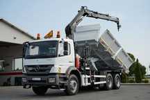 Mercedes-Benz AXOR 2633 / 6x4 / BASCULATOR 5,3 M / HIDRAULIC LATERAL / + HIAB 122 B-2 HDS / RADIOCOMANDĂ / ROTATOARE / MANUALĂ / EURO 5 / 2013