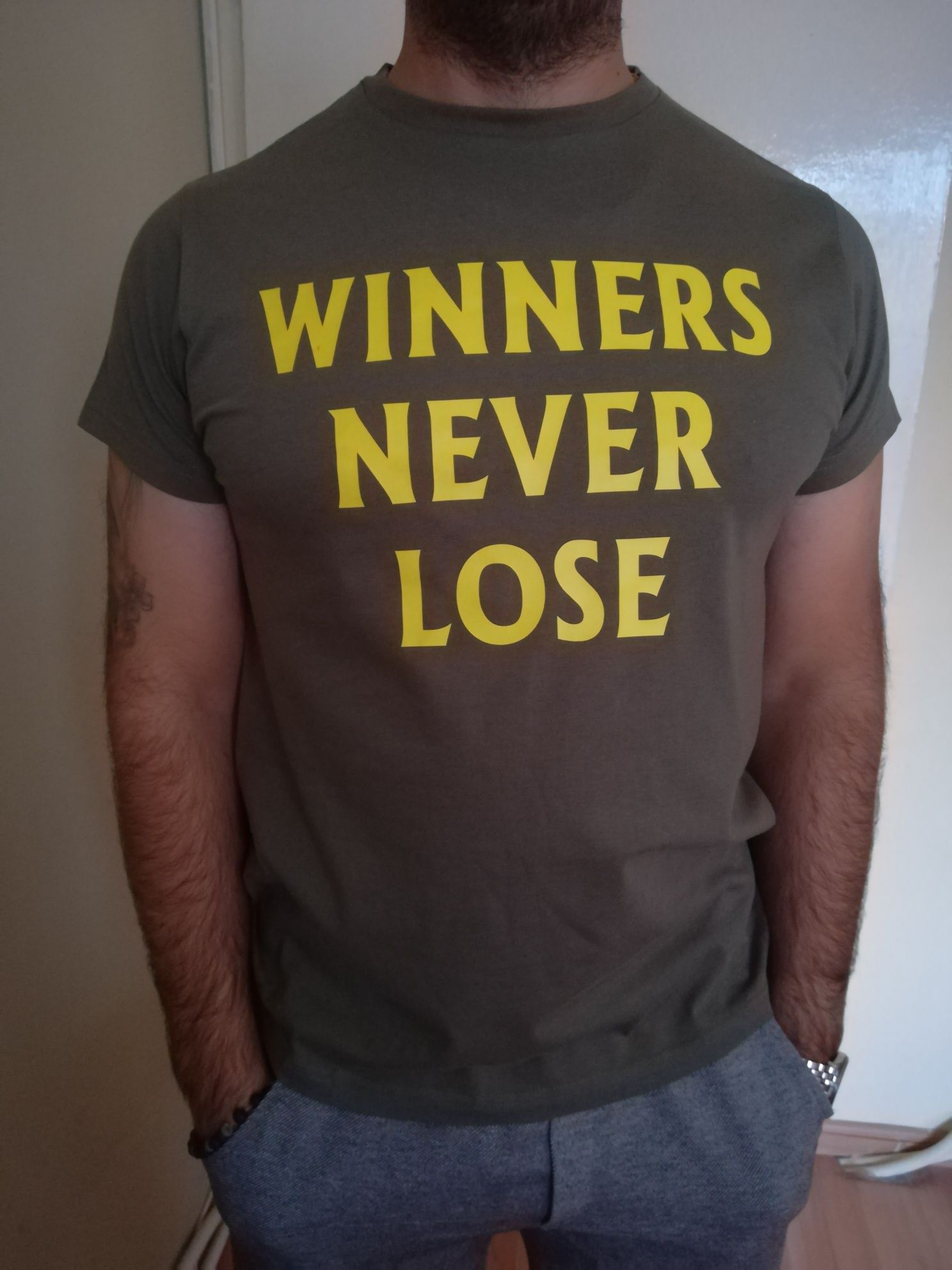 Мъжка тениска за спорт фитнес winners never lose