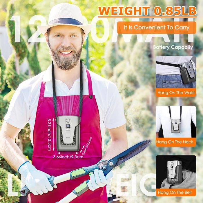 Ventilator portabil cu acumulator 12000mah, de gât,sigilat