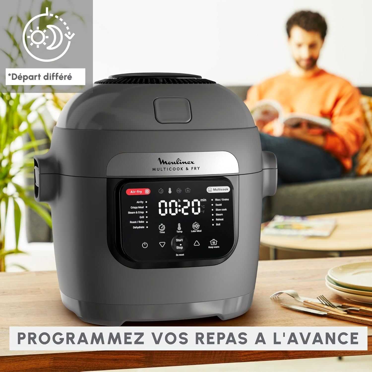 Мултикукър Moulinex Multicook & Fry (MZ730BF0) Фритюрник с горещ въдух