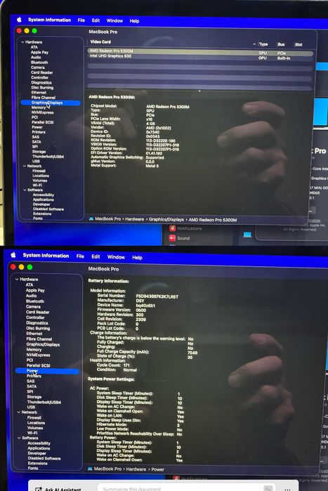 MacBook Pro 16". model 2019