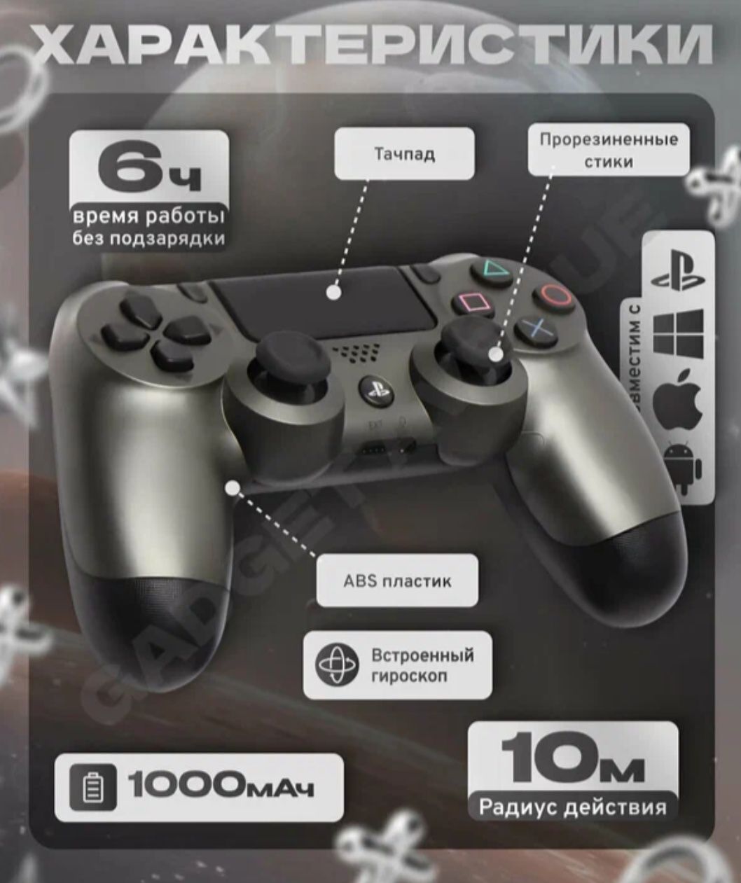 Беспроводной геймпад DualShock 4, джойстик для Sony Playstation 4 и PC