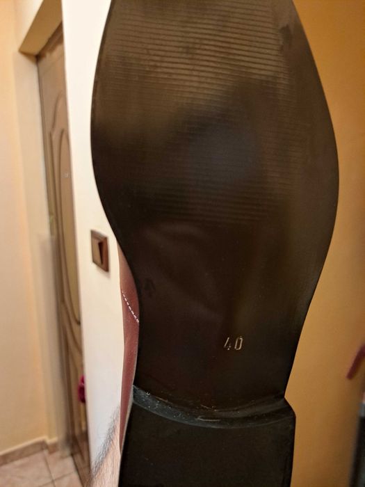 pantofi noi piele marimea 40 (27 cm talpa piciorului) maro-grena