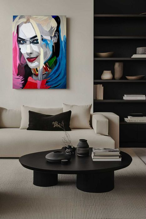 Tablou Harley Quinn unicat, acrilice pe panza 50x70