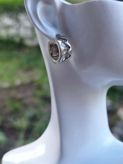 Cercei din argint de 925 cu pietre albe, Slovacia