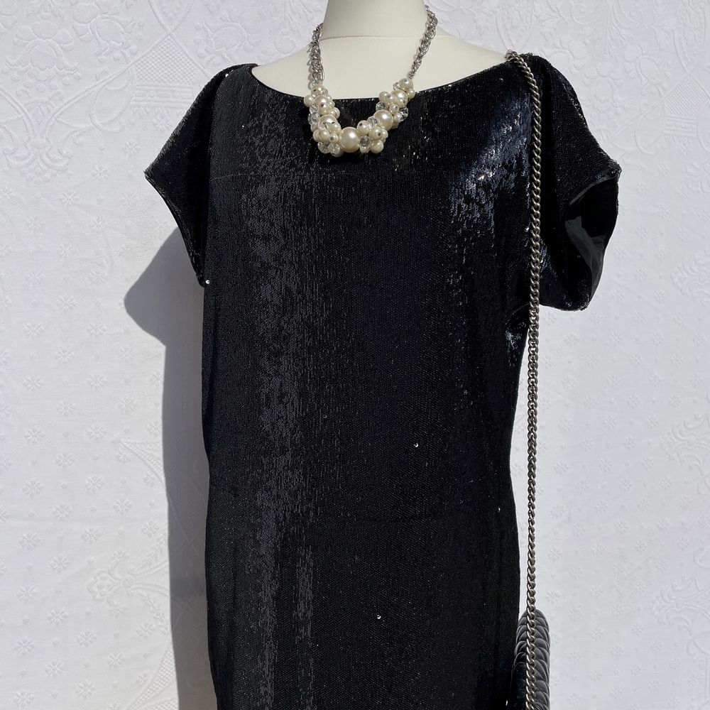 Rochie mini cu paiete negre-Stefanel, mărimea M