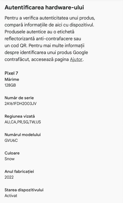 Pixel 7 , alb , 128 GB