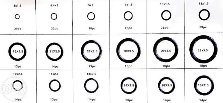 О пръстени за ремонт на автоклиматици комплект 270 броя