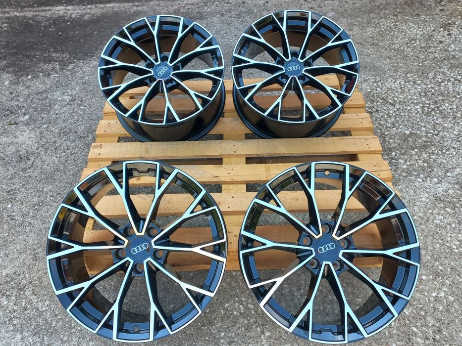 18"Audi S line 5x112 8j et40 A3 A4 A6 Q3 Q5 Black Polish Чисто Нови.