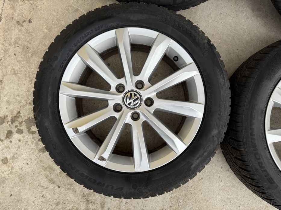 Roti - jante 17’ 5x112 Volkswagen + Anvelope iarna 215/55 R17 Falken