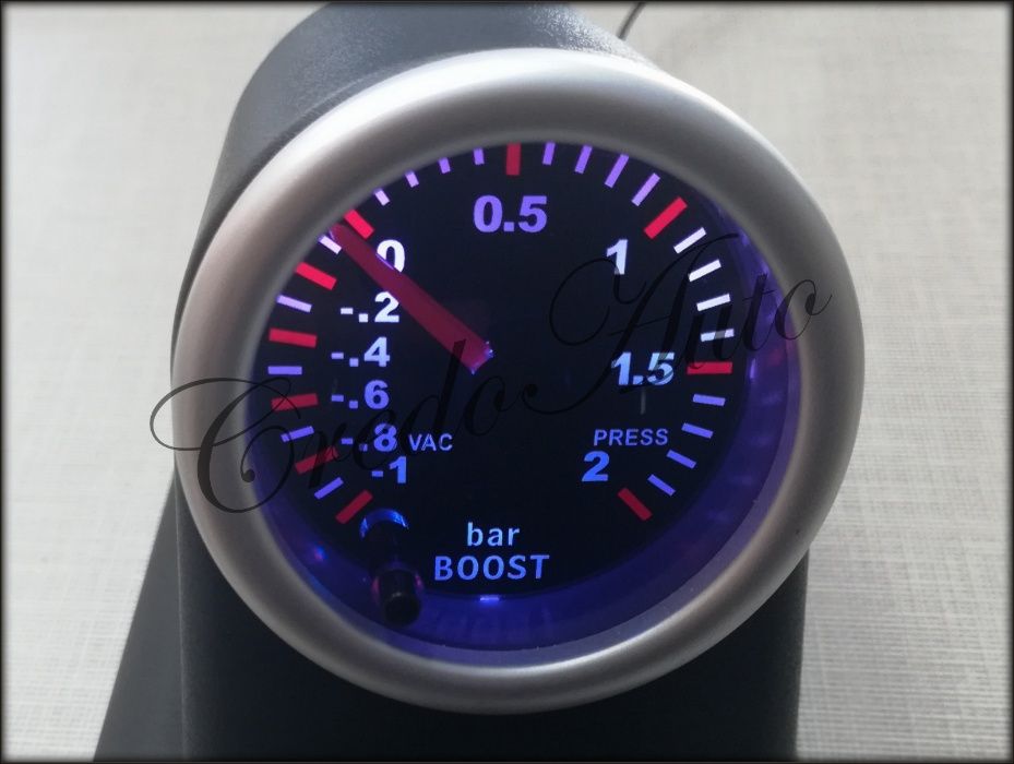 Промо!Буустметър RGB! Турбо Измервателен уред 12V Опушен BoostMeter