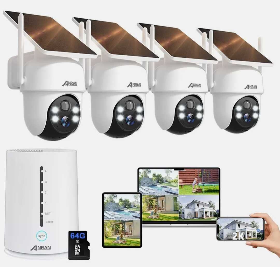 Безжични външни соларни охранителни камери ANRAN,4MP FHD WIFI