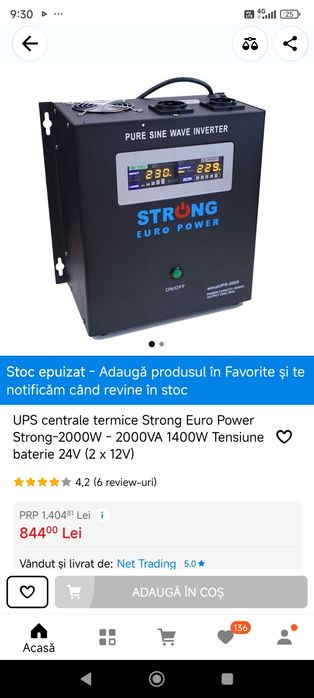 Vând schimb sursa sinusoidala pura 2000 W+ 1 baterie auto 95 ah