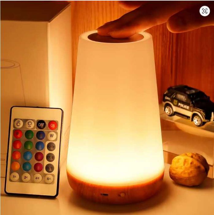 Lampă Veioza noptieră, 13 culori RGB, buton tactil, reîncărcabilă NOUA