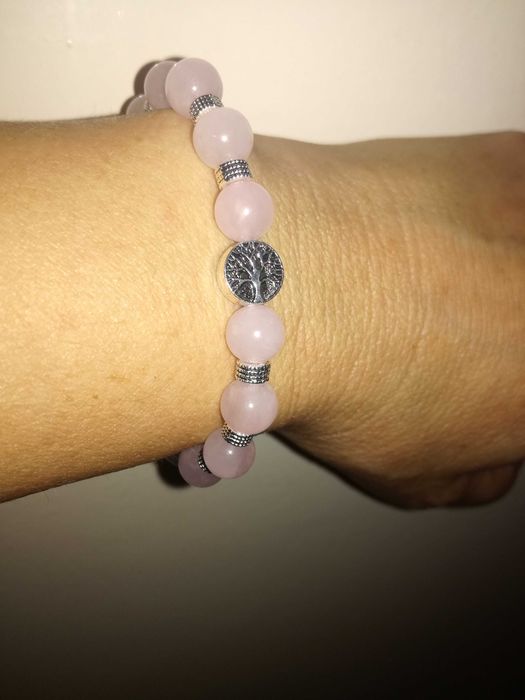 Дамска гривна розов кварц и дървото на живота.
