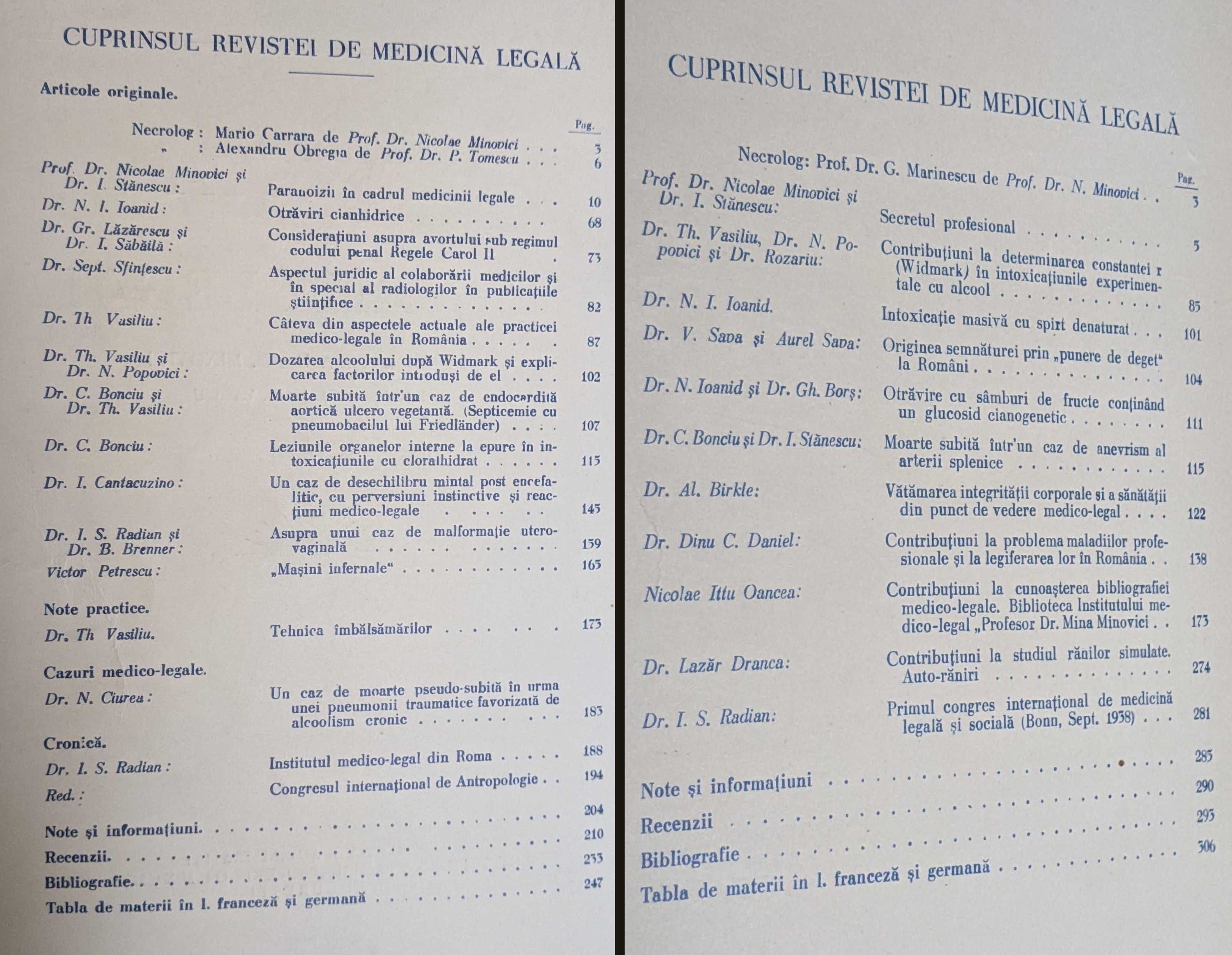 Carte Criminalistica Juridic Veterinar 1937 REVISTA de MEDICINA LEGALA