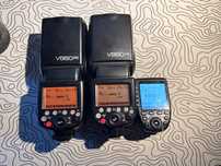 Kit complet blitz 2x Godox v860ii-C+ Xpro-C + 2 softboxuri+ 2 stative