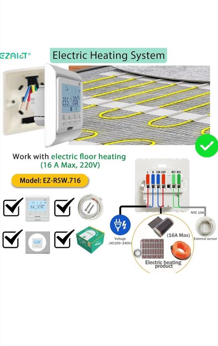 Termostat EZAIoT wifi,încălzire electrică în pardoseala