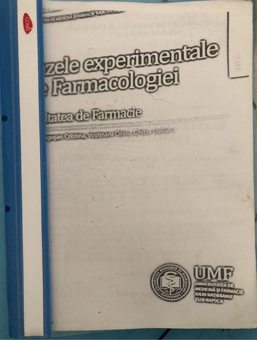 Xerox Bazele experimentale ale Farmacologiei UMF Cluj