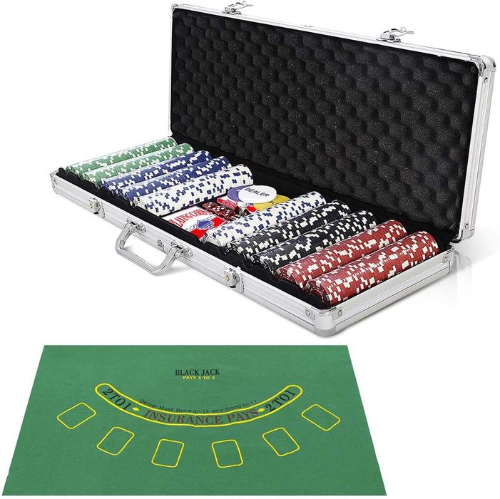 Set de Poker profi cu 500 de jetoane in servieta din aluminiu zaruri