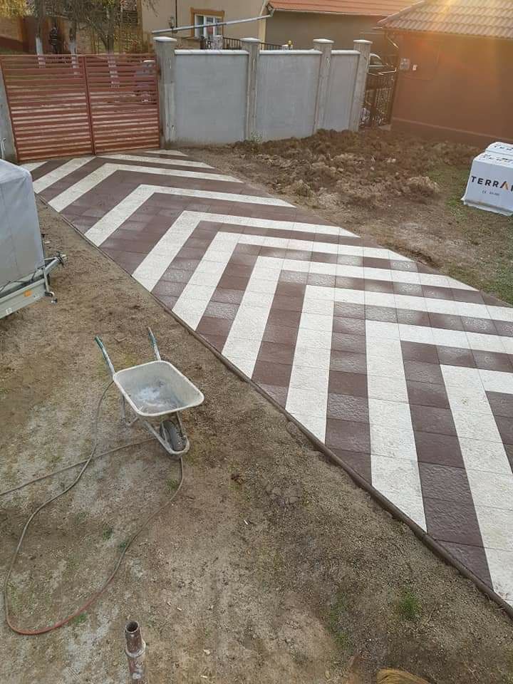 Echipă de meseriași montatori pavaje si construcții